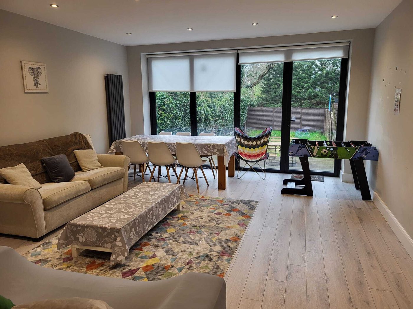 Open-plan living and dining room at Shapes